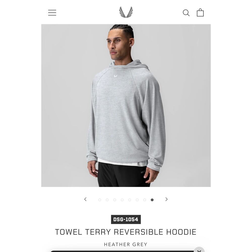 ASRV Towel Terry Reversible Hoodie Performance Wear Athleisure Size XS Comfort